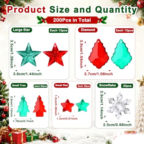 Christmas Vase Filler Acrylic Gems Set - Red & Green 200 Pcs B#