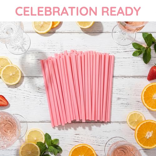 100 Pcs Reusable Heart Shaped Pink Straws for Parties