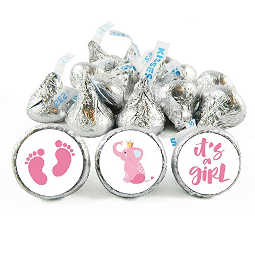 It's a Girl Pink Chocolate Drop Label Stickers - 180 Pack for Baby Shower Favors