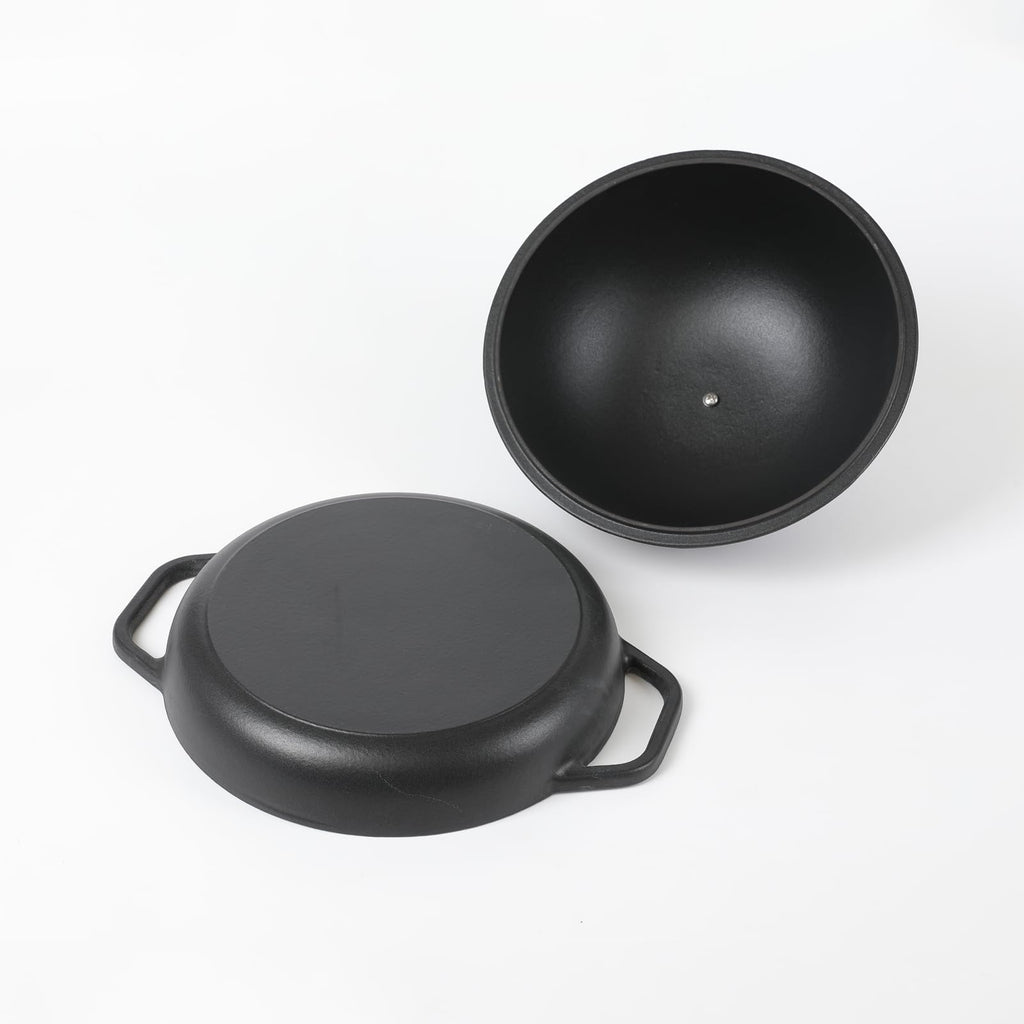 HAWOK Cast Iron Bread Oven with Cloche Lid, Dia.9.8inch/25cm, 1.5qt, Sourdough Baking Pan, Pre-seasoned Black