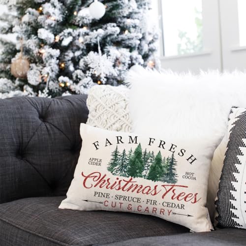 Farm Fresh Christmas Trees Pillow Cover 12x20 - Holiday Cushion Case