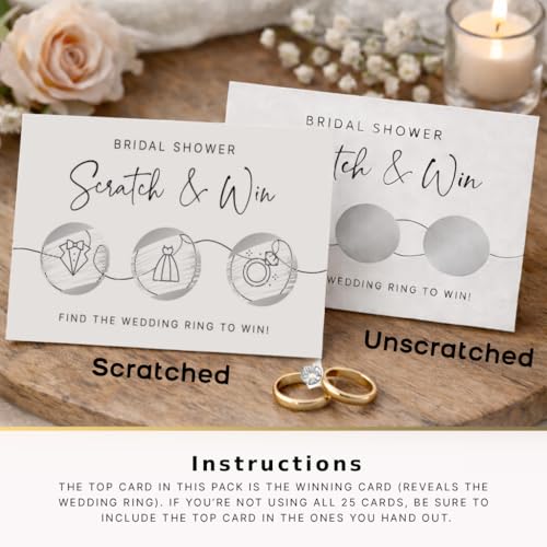 Bridal Shower Scratch-Off Game - Find the Wedding Ring for 25 Guests