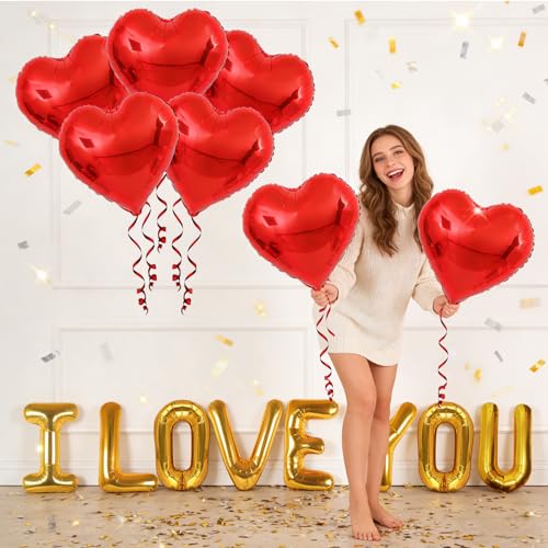 18 Pcs Romantic Valentine Balloon Set - Heart & 'I LOVE YOU' Decor