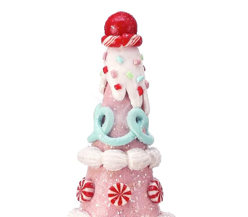 Christmas Candy and Cake Cone Tree Decor - 15.5 Inch Clay Dough Holiday Ornament