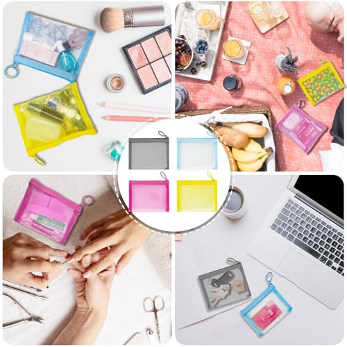 CarryEpic Mini Mesh Pouches - 4 Pack Small Zipper Bags for Purse