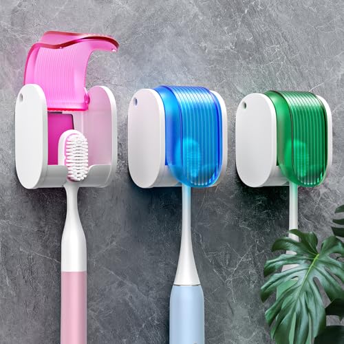 Wall-Mounted Toothbrush Holder with Cover - 3PCS Moisture-Proof Design