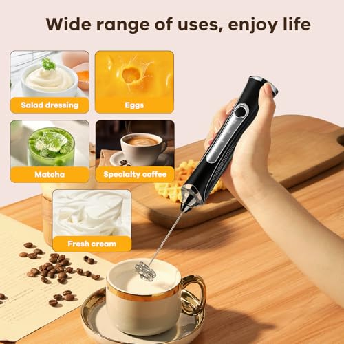 Gcdaxour Handheld Milk Frother - Rechargeable 3-Speed Electric Foam Maker