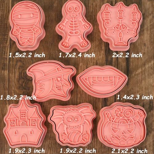 Halloween Cookie Cutter Set 8 Pcs with 3D Stamps - Halloween-3