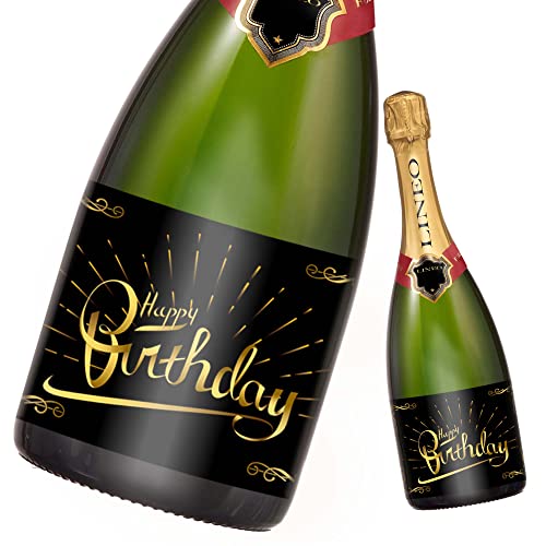 2-Pack Self-Adhesive Happy Birthday Bottle Labels for Wine & Champagne