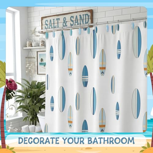 Surfboard Shower Curtain Hooks - 12 Pcs Ocean Theme Bathroom Decor