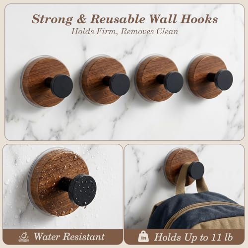LEBUWOQ Suction Cup Hooks - Waterproof Heavy-Duty Adhesive Wall Hooks for Bathroom & Kitchen