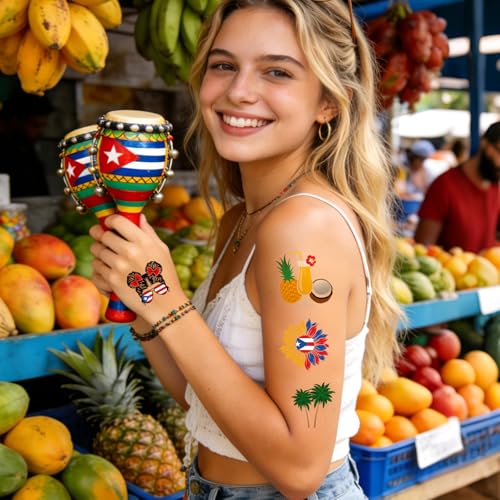 Puerto Rico Glow in the Dark Temporary Tattoos - 200+ Party Stickers