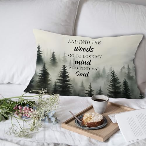 Into The Woods Forest Mountain Lumbar Pillow Cover 12x20 - Camping-pillow Covers-b