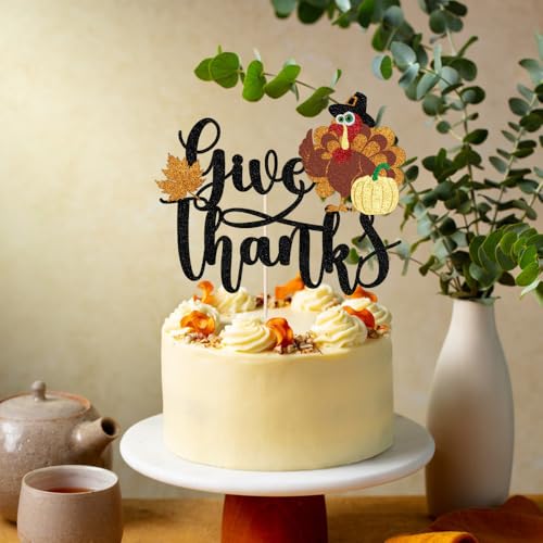 Florcmet Thanksgiving Cake Topper - Pumpkin Turkey Fall Party Decor