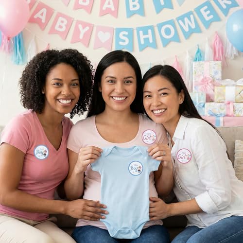Tyqour 60PCS Gender Reveal Stickers - Team Boy & Girl Cupcake Toppers