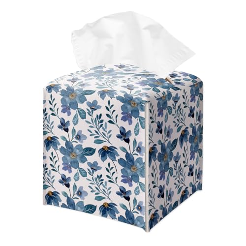 Vintage Flower Leather Square Tissue Box Cover - Waterproof Paper Dispenser