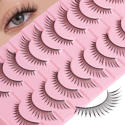 Natural False Eyelashes 10 Pairs Reusable Soft Cotton Band Strip Lashes