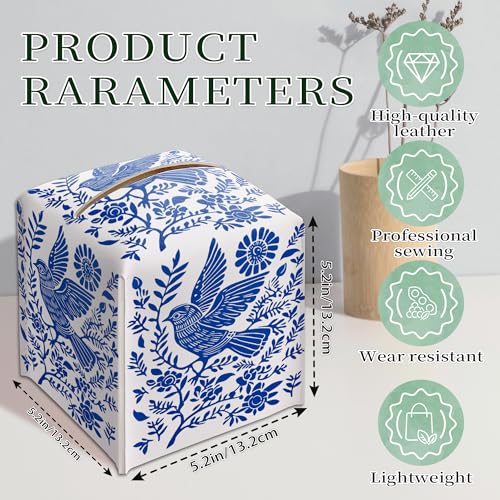 Colorful06 Scandinavian Boho Leather Tissue Box Holder - Square Design for Home and Office