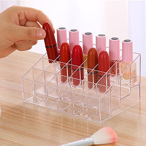 24-Slot Clear Acrylic Lipstick & Lip Gloss Organizer Display Rack