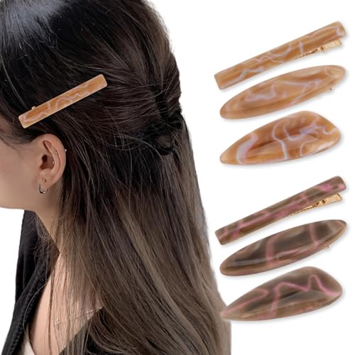 CURASA Acrylic Alligator Hair Clips 6-Piece Non-Slip Decorative Barrettes