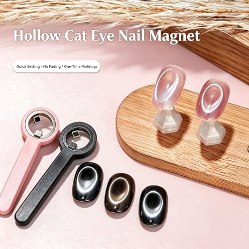 Cat Eye Nail Magnet Ring Set - 2PCS Hollow Circle Manicure Tools