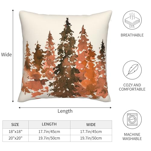 Burnt Orange Fall Tree Pillow Cover Set of 2 | 18x18 Inch Rustic Cushion Cases