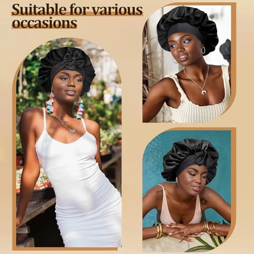 Reversible Double-Layer Satin Sleep Bonnet for Women