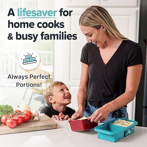 Souper Cubes 2 Cup Silicone Freezer Molds - Versatile Soup & Meal Prep Containers | Aqua 2-Pack