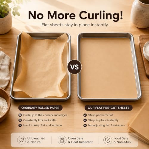 100 Pcs Non-Stick Baking Parchment Sheets - 9x13 in, Eco-Friendly