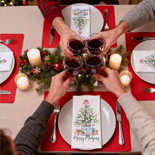 Christmas Party Paper Napkins - 100 Pcs Holiday Dinner Table Decor