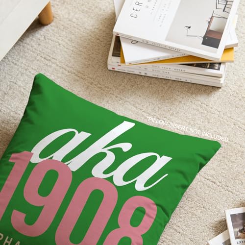 AKA 1908 Sorority Sister Throw Pillow Covers - Set of 2, Pink & Green