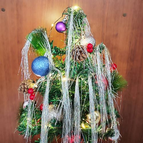 Iridescent Silver Tinsel Icicles - 2000 Strands, 18 Inch