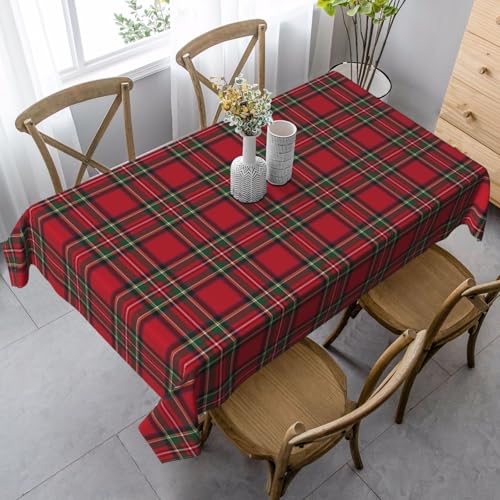 Christmas Checkered Tablecloth Rectangle 60x104 Inch Red Green Holiday Picnic Cover - Retro Plaid Fabric