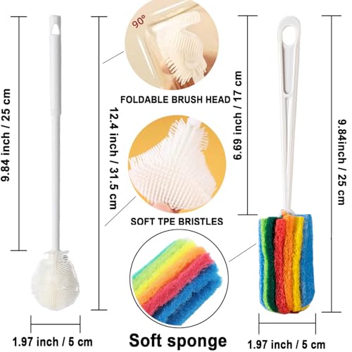 4-Piece Bottle Cleaning Brush Set with Long Handle for Easy Washing