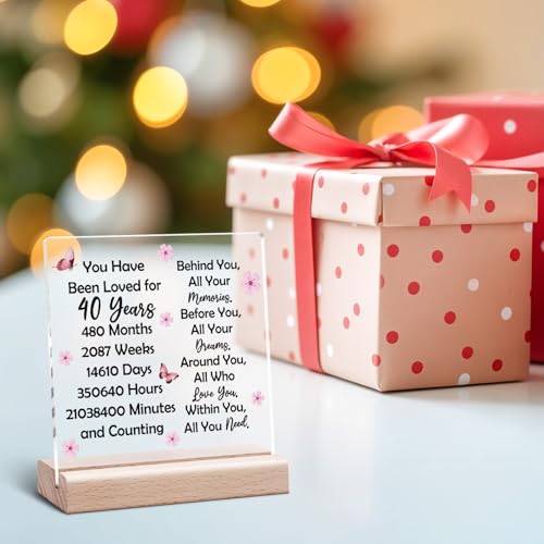 40th Birthday Acrylic Plaque Gift for Men & Women - Desk Decor