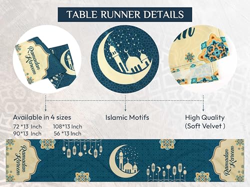 Ramadan Table Runner 70x13in - Velvet Ramadan Decor 2026