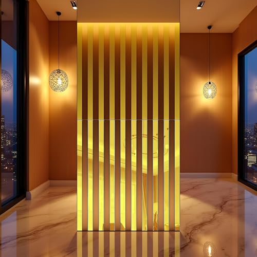 Gold Mirror Wall Stickers 10Pcs Acrylic Striped Art Tile Decals