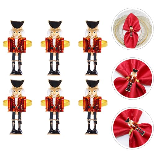 6pcs Metal Nutcracker Napkin Rings Christmas Napkin Holders Holiday Decor