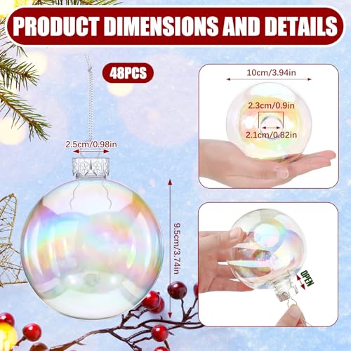 48 Pcs Iridescent Christmas Ornaments Balls 4 Inch Clear Holiday Decorations - Variation of THIS listing