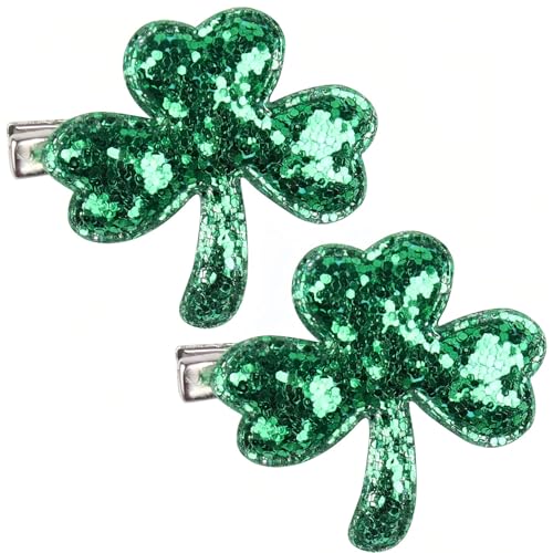 St. Patrick's Day Green Shamrock Sequin Hair Clips 2Pcs