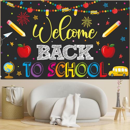 Welcome Back to School Banner - Black Vinyl Party Decoration
