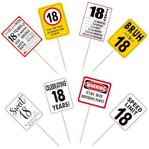 40 Pack Happy 18th Birthday Cupcake Toppers - Cheers to 18 Years Decor