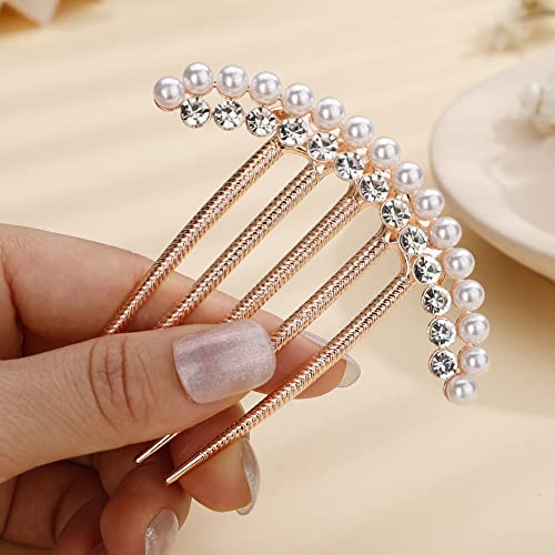 Missgrace Luxury Gold Crystal Rhinestone & Pearl Wedding Hair Comb