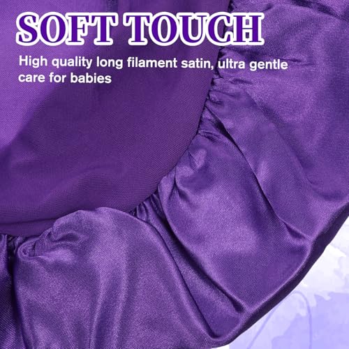 Ajcotahm 3-Pack Satin Sleep Bonnets for Kids - Silk Hair Caps with Wide Bands
