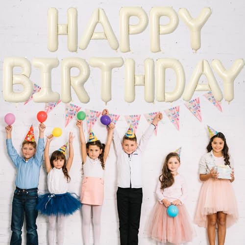 KAINSY 40 Inch Cream White Letter D Foil Balloon Giant Beige Alphabet