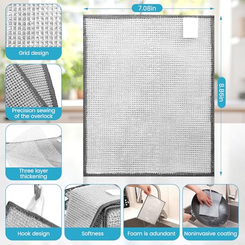 Forggon Non-Scratch Wire Dishcloth 12-Pack, 3-Layer, 7.08"x8.86"