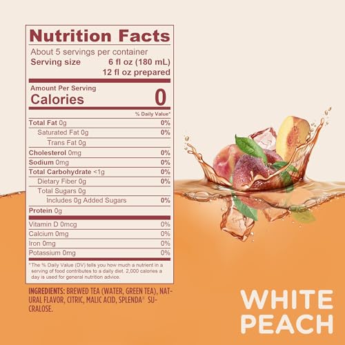 White Peach Green Tea Concentrate – SPLENDA Premium 32 Fl Oz | Keto & Sugar-Free