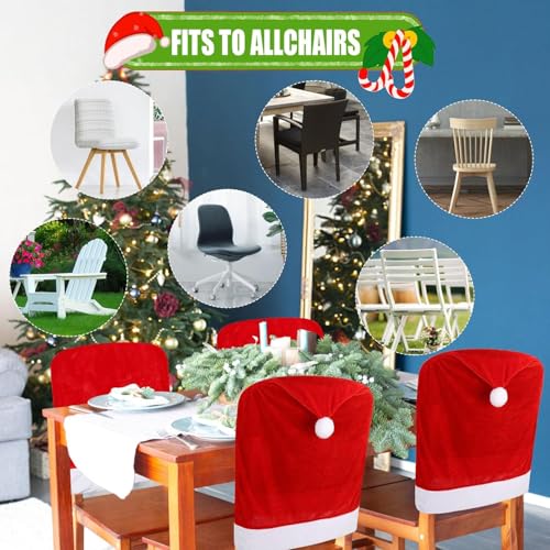 Christmas Santa Hat Chair Covers Set of 2 - Festive Holiday Decoration