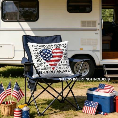 Bogatstvo Patriotic US 250th Anniversary Throw Pillow Cover 18x18 Inches