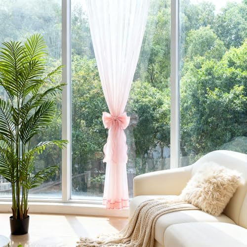 Elegant Pink Bow Curtain Tiebacks - 2 Pack Decorative Holdbacks